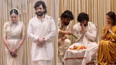 Akhil Akkineni Marries Longtime Girlfriend Zainab Ravdjee in Traditional Telugu Ceremony in Hyderabad – First Pictures of Newlyweds Out!