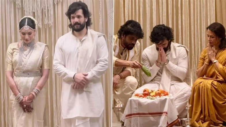 Akhil Akkineni Marries Longtime Girlfriend Zainab Ravdjee in Traditional Telugu Ceremony in Hyderabad – First Pictures of Newlyweds Out!
