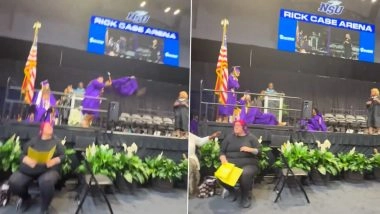 Stunt Goes Wrong! Student Accidentally Kicks Girl While Performing Backflip on Stage During Plantation High School Graduation Ceremony in Florida, Video Goes Viral