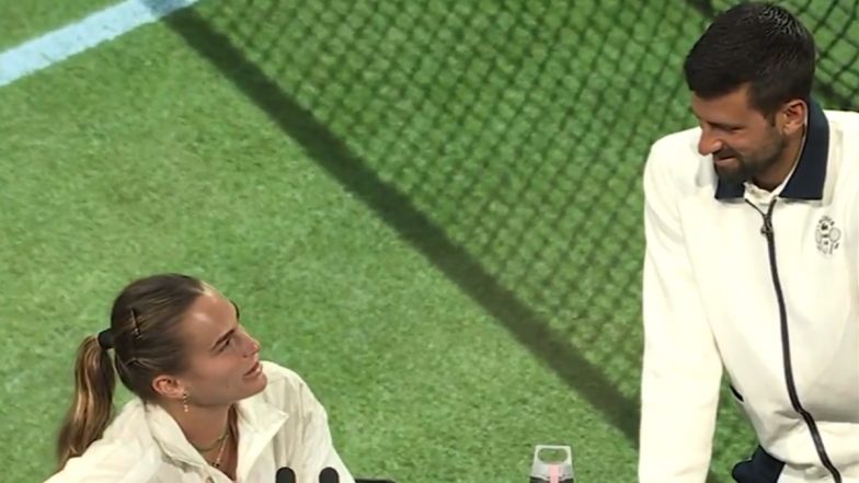 Novak Djokovic Crashes Aryna Sabalenka’s News Conference at Wimbledon 2025 To Offer Advice (Watch Video)