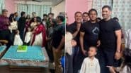 MS Dhoni Celebrates His Tennis Coach's Birthday; Former India Captain Cuts Cake With Kaka Sir's Family (Watch Video)
