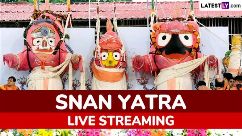 Snana Yatra 2025 Live Streaming Online & Telecast From Jagannath Temple Puri: Get Lord Jagannath, Lord Balabhadra and Devi Subhadra Darshan on Debasnana Purnima, Festival Held in Odisha