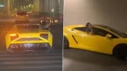Dangerous Stunts Caught on Camera in Gurugram: Man Seen Racing INR 6 Crore Lamborghini on Golf Course Road, Hanging Out of Window and Making Obscene Gestures; Police Launch Probe As Video Goes Viral