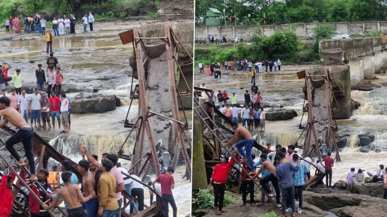 Iron Bridge on Indrayani River Collapses in Pune District; NDRF Launches Rescue Operations