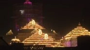 Pran Pratishtha Ceremony: Ram Janmbhoomi Temple Illuminated With Lights As Ram Darbar Installation Begins in Ayodhya (Watch Video)