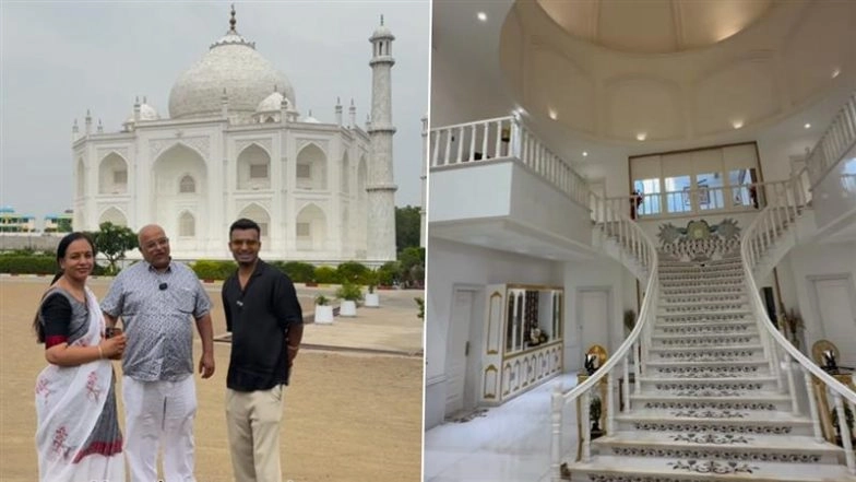 Madhya Pradesh Couple Builds Stunning Taj Mahal-Inspired 4BHK Home Inside School Campus; Viral Video Showcases Marble Masterpiece As a Tribute to Love