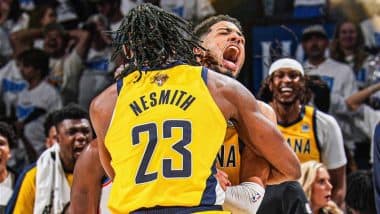 Indiana Pacers Take 1-0 Lead in NBA 2024-25 Finals, Team Effort Helps Away Side Beat Oklahoma City Thunder 110-111 in Game 1