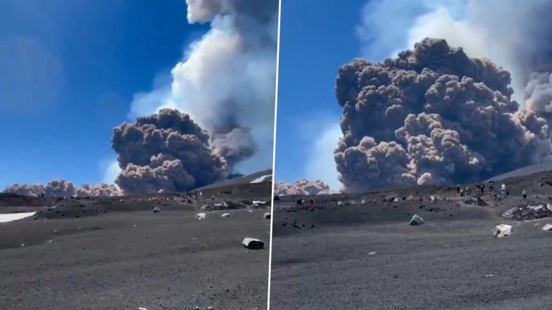 Volcano Erupts in Italy: Tourists Flee As Mount Etna Spews Ash Plumes Into Sky Over Sicily; Videos Surface