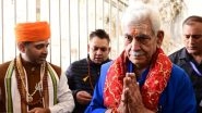 Jammu and Kashmir LG Manoj Sinha Pays Obeisance to Baba Barfani, Performs &lsquo;Pratham Puja&rsquo; at Holy Amarnath Cave (See Pics and Video)