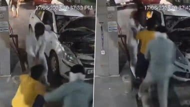 Bulandshahr Shocker: Masked Goons Mercilessly Thrash CNG Pump Salesman With Sticks After He Asks Them to Pay for Fuel in UP; Video Goes Viral