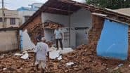 Dharwad Wall Collapse: Family Escapes Unhurt After House Wall Collapses Amid Heavy Rainfall in Karnataka (Watch Video)