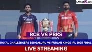 Royal Challengers Bengaluru vs Punjab Kings IPL 2025 Final Free Live Streaming Online: How To Watch RCB vs PBKS Indian Premier League T20 Cricket Match Live Telecast on TV?