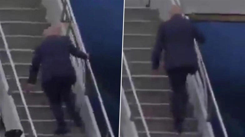 Donald Trump Trips While Boarding US Air Force One in New Jersey for Camp David Trip, Video Goes Viral