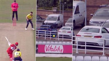 Michael Jones Breaks Car Back Glass With Massive Six During Durham vs Lancashire T20 Blast 2025 Match (Watch Video)