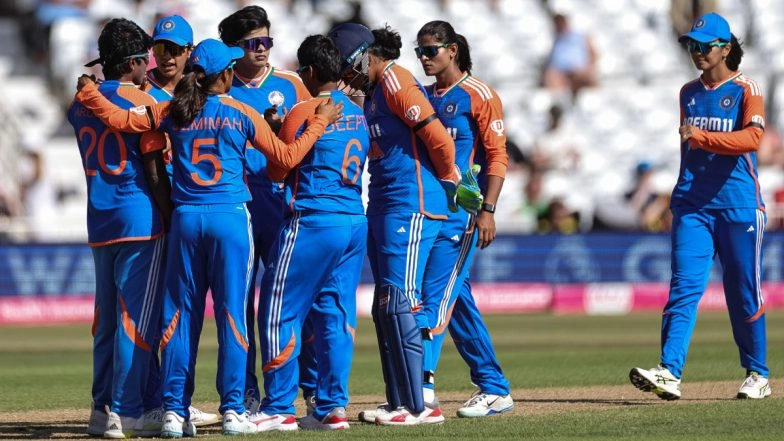 IND-W vs ENG-W 1st T20I 2025: Smriti Mandhana’s Historic Ton, Shree Charani’s Fiery Debut Spell Guides India to 97-Run Win Over England