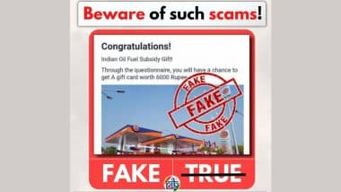 Indian Oil Offering INR 6,000 Fuel Subsidy Gift? PIB Fact Check Debunks Fake Lucky Draw Going Viral