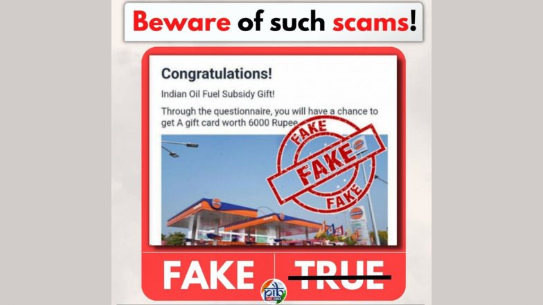Indian Oil Offering INR 6,000 Fuel Subsidy Gift? PIB Fact Check Debunks Fake Lucky Draw Going Viral