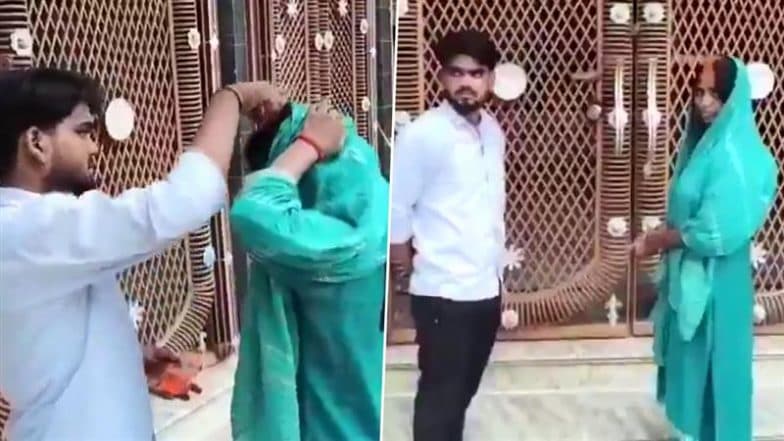 ‘She Loved Someone Else, So I Let Her Go’: Jaunpur Man Marries Off Wife to Her Lover at Temple After She Refuses to Live With Him, Blesses Couple in Emotional Farewell; Video Goes Viral