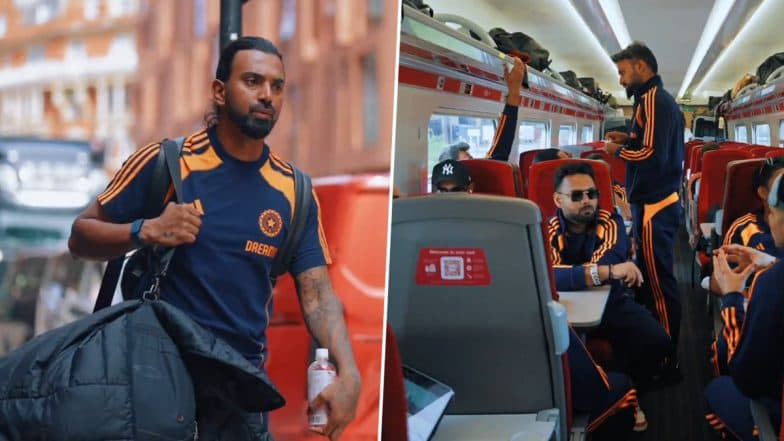 IND vs ENG 2025: India Cricket Team Reaches Leeds via Train for Series Opener Against England, Harshit Rana Added As Bowling Cover (Watch Video)