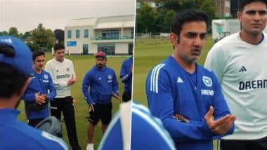 Gautam Gambhir Gives Inspiring Speech Ahead of IND vs ENG Test Series 2025; Head Coach Congratulates Shubman Gill and Rishabh Pant For Leadership Roles, Welcomes Debutants (Watch Video)