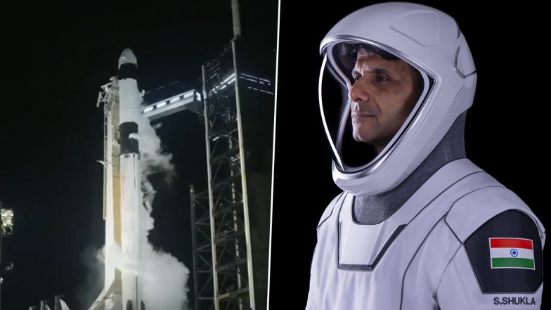 Shubanshu Shukla, Second Indian in Space After Rakesh Sharma, Carries Indian Flag to ISS; Says ‘This Is the Journey of India’s Human Space Flight’ As NASA Launches Axiom 4 Mission (See Pics and Videos)