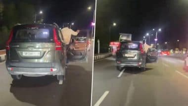 Stunt Caught on Camera in Lucknow: Man Performs Dangerous Act from Moving Scorpio Near UP CM’s Residence; Accused Arrested As Assembly Pass on Vehicle Sparks Security Concerns (Watch Video)