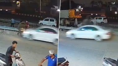 Gurugram Hit and Run: LLB Student Killed, Another Injured After Speeding Car Mows Them Down Outside Dhaba on Delhi–Jaipur Highway; Disturbing CCTV Footage Surfaces