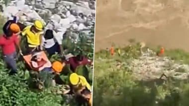 Rudraprayag Road Accident: One Dead, 10 Missing As Bus Carrying 18 People Plunges Into Alaknanda River in Uttarakhand; Rescue Operation Underway (Watch Video)