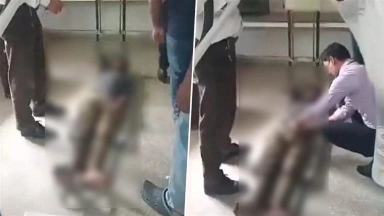 Bijnor: Sanitation Worker Injured in Rickshaw Mishap Forced To Lie on Floor for X-Ray at Kiratpur CHC, Video Goes Viral