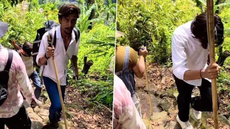 Indore Couple Case: Tourist Shares New Video Showing 3 Murder Accused Trekking Ahead of Sonam and Raja Raghuvanshi Near Double Decker Root Bridge in Meghalaya