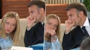 Giorgia Meloni-Emmanuel Macron 'Secret Talks': French President Seen Whispering to Italian PM at G7 Summit 2025 in Canada, Video Goes Viral