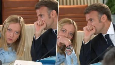 Giorgia Meloni-Emmanuel Macron 'Secret Talks': French President Seen Whispering to Italian PM at G7 Summit 2025 in Canada, Video Goes Viral