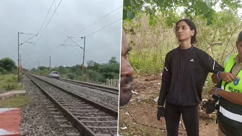 Telangana: Train Services Disrupted as Woman Drives Car on Track Near Ranga Reddy, Video Goes Viral