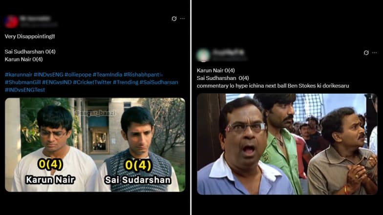 Karun Nair Memes Go Viral After Batter Gets Out For Duck During IND vs ENG 1st Test 2025, While Making Comeback in Longest Format After Eight Years
