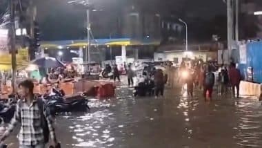 Madhya Pradesh: Waterlogging Disrupts Movement in Bhopal After Heavy Rain, Commuters Struggle Near Station (Watch Video)