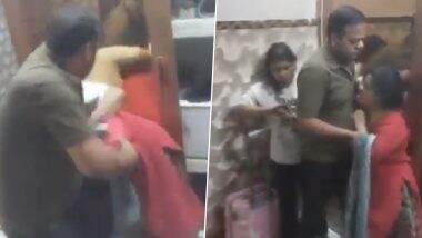 Meerut: Wife Confronts Husband After Catching Him Red-Handed With Another Woman Inside Room in Uttar Pradesh, Assaults Both; Video Goes Viral
