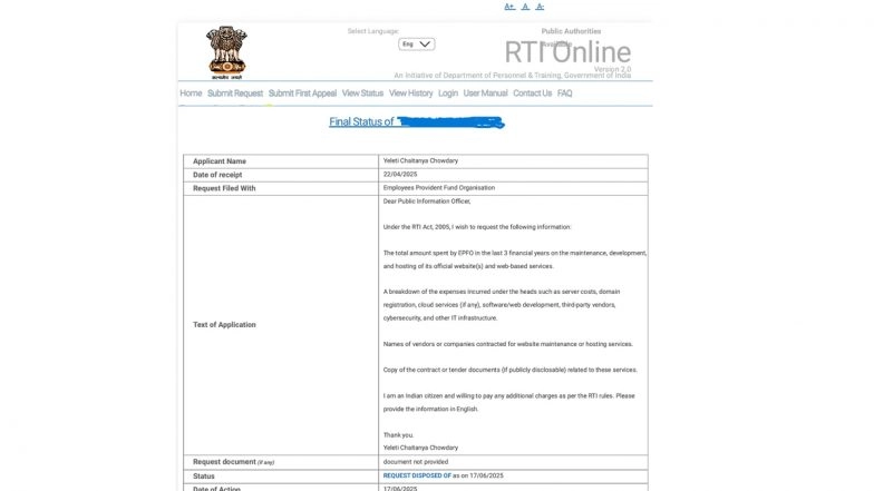 Indian Government Spent INR 340 Crore on EPFO Website in Past 3 Years, Finds RTI Reply