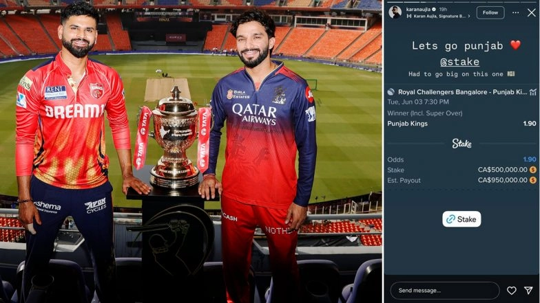 'Lets Go Punjab', Singer Karan Aujla Bets On Punjab Kings Winning Maiden Trophy Ahead of RCB vs PBKS IPL 2025 Final