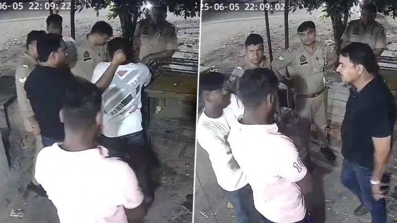 Bulandshahr: Cop Caught on Camera Slapping and Dragging Shopkeeper by Hair in Uttar Pradesh’s Syana, Disturbing Video Surfaces