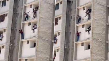 Ahmedabad: ‘Shooter’ Livestreams Suicide Threat From 5th-Floor Ledge to Avoid Arrest, Says ‘I’d Rather Die Than Surrender’; Dramatic Rescue Captured on Video as Cops Nab Wanted Criminal After 3-Hour Standoff