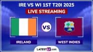 Ireland vs West Indies 1st T20I 2025 Free Live Streaming Online: How To Watch IRE vs WI Cricket Match Live Telecast on TV in India?
