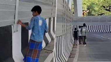 Patna: Kids Caught Stealing Nuts and Bolts From Bihar’s INR 422 Crore Double-Decker Flyover Days After Being Inaugurated by Nitish Kumar; Video Goes Viral