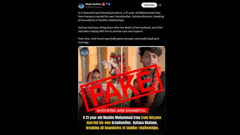 Did 21-Year-Old Muslim Man Marry His 65-Year-Old Grandmother After Grandfather&rsquo;s Death in Haryana? Fake News Along With Image From Old Scripted Video Goes Viral, Here&rsquo;s a Fact Check