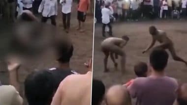 Kathua Shocker: Wrestler Dies Suddenly After Collapsing Mid-Bout in Jammu and Kashmir; Shocking Video Shows Him Falling Unconscious As Crowd Watches in Horror
