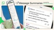WhatsApp Message Summaries: Meta-Owned Platform Introduces AI-Powered Feature To Summarise Unread Messages in Chats