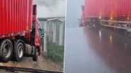 China: Cargo Truck Left Dangling Over 100-Metre Drop After Bridge Collapses in Guizhou, Driver Miraculously Rescued in Dramatic Operation (Watch Video)