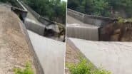 Pilibhit Bridge Collapse: Road Blocked in Madhotanda After Bridge Gives Way Due to Water Leakage Amid Torrential Rain in Uttar Pradesh; Video Surfaces