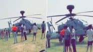 Punjab: IAF Apache Helicopter Makes Emergency Landing Near Pathankot in Nangalpur, Video Surfaces