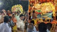 Vaikasi Visakam: Lord Padmagiriswarar and Goddess Abirami Amman Graced Float Festival As Devotees Offer Prayers at Temple in Tamil Nadu (Watch Video)