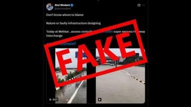 Was Samruddhi Expressway Flooded After Heavy Rainfall in Maharashtra? Videos of Waterlogging on Adjoining NH-548C Ramp and Underpass Circulated With Fake Claim About Samruddhi Mahamarg, Here’s a Fact Check